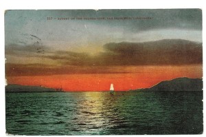 Golden Gate at Sunset in 1860's Postcard