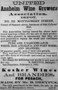 Adv for Anaheim Wine Growers, 1863 WS 17/2402