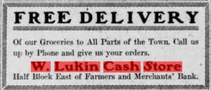 1909 Adv. for Lukins Store