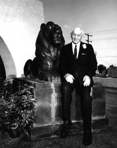 Eugene Stern with E.J. The Lion in front of City Hall, Las Cruces, New Mexico. #WS0450