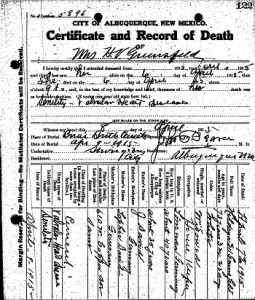 1915 Death Certificate of Hilde Grunsfeld