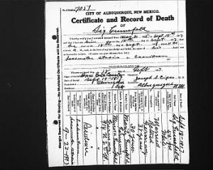 1917 Death Certificate of Sig. Grunsfeld