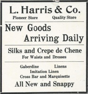 A Leo Harris & Co. advertisement from the Antelope Valley-Ledger Gazette (1916).