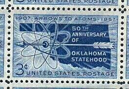 Oklahoma's 50th Anniversary U. S. Postage Stamp.
