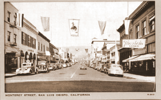 Montery Street, San Luis Obispo, 1930s Vintage Postcard